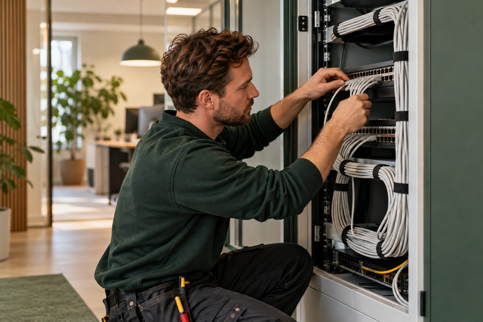 AI-genereret illustration af netværksinstallation